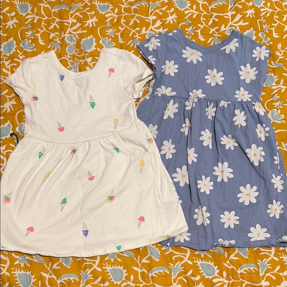 Bundle Lot Floral and Ice Cream Print Kids Dresses Set 4T Girls